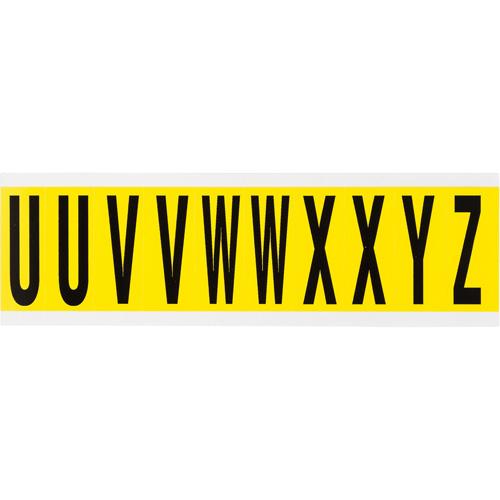 Repositionable Individual Number and Letter Labels - U/V/W/X/Y/Z, Black on Yellow, 2", 10