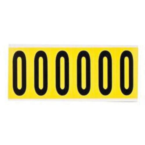 Repositionable Individual Number and Letter Labels - 0, Black on Yellow, 3", 6