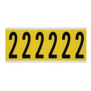 Repositionable Individual Number and Letter Labels - 2, Black on Yellow, 3", 6