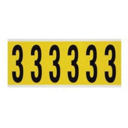 Repositionable Individual Number and Letter Labels - 3, Black on Yellow, 3", 6