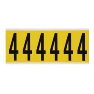 Repositionable Individual Number and Letter Labels - 4, Black on Yellow, 3", 6