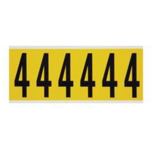Repositionable Individual Number and Letter Labels - 4, Black on Yellow, 3", 6