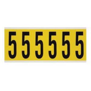 Repositionable Individual Number and Letter Labels - 5, Black on Yellow, 3", 6