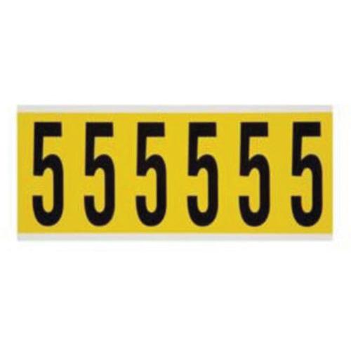 Repositionable Individual Number and Letter Labels - 5, Black on Yellow, 3", 6