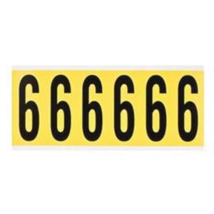 Repositionable Individual Number and Letter Labels - 6, Black on Yellow, 3", 6