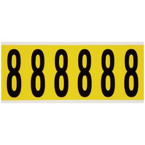 Repositionable Individual Number and Letter Labels - 8, Black on Yellow, 3", 6