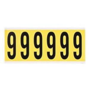 Repositionable Individual Number and Letter Labels - 9, Black on Yellow, 3", 6