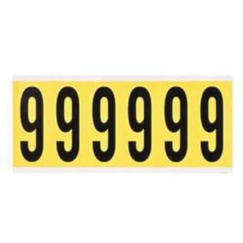 Repositionable Individual Number and Letter Labels - 9, Black on Yellow, 3", 6