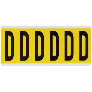 Repositionable Individual Number and Letter Labels - D, Black on Yellow, 3", 6