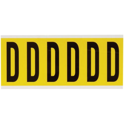 Repositionable Individual Number and Letter Labels - D, Black on Yellow, 3", 6
