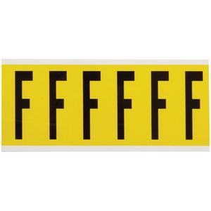 Repositionable Individual Number and Letter Labels - F, Black on Yellow, 3", 6