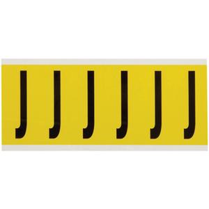 Repositionable Individual Number and Letter Labels - J, Black on Yellow, 3", 6