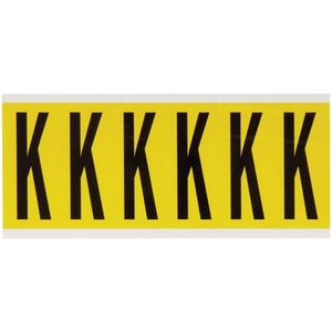 Repositionable Individual Number and Letter Labels - K, Black on Yellow, 3", 6