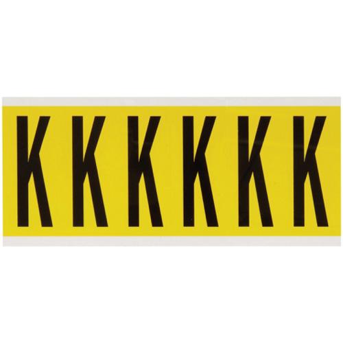 Repositionable Individual Number and Letter Labels - K, Black on Yellow, 3", 6
