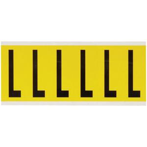Repositionable Individual Number and Letter Labels - L, Black on Yellow, 3", 6
