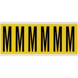 Repositionable Individual Number & Letter Labels - M, Black on Yellow, 3", 6