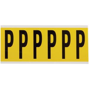 Repositionable Individual Number & Letter Labels - P, Black on Yellow, 3", 6