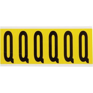 Repositionable Individual Number & Letter Labels - Q, Black on Yellow, 3", 6