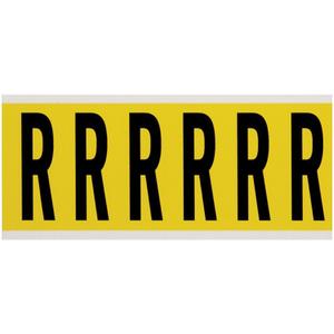 Repositionable Individual Number & Letter Labels - R, Black on Yellow, 3", 6
