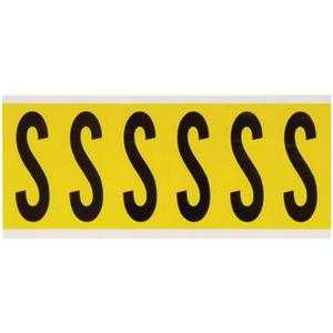 Repositionable Individual Number & Letter Labels - S, Black on Yellow, 3", 6