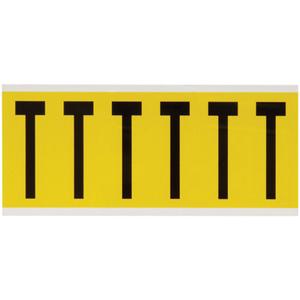 Repositionable Individual Number & Letter Labels - T, Black on Yellow, 3", 6