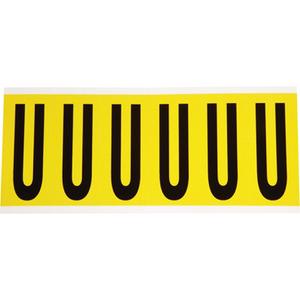 Repositionable Individual Number & Letter Labels - U, Black on Yellow, 3", 6
