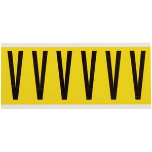 Repositionable Individual Number & Letter Labels - V, Black on Yellow, 3", 6