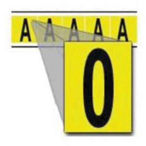 Repositionable Individual Number and Letter Labels - 0, Black on Yellow, 4", 5