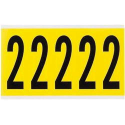 Repositionable Individual Number and Letter Labels - 2, Black on Yellow, 4", 5