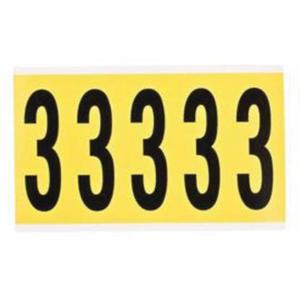 Repositionable Individual Number and Letter Labels - 3, Black on Yellow, 4", 5