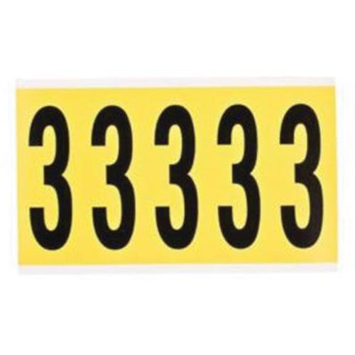 Repositionable Individual Number and Letter Labels - 3, Black on Yellow, 4", 5