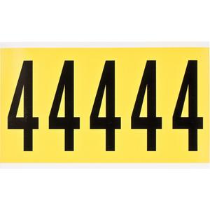 Repositionable Individual Number and Letter Labels - 4, Black on Yellow, 4", 5