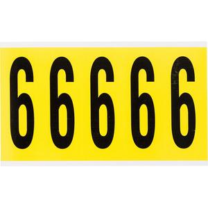 Repositionable Individual Number and Letter Labels - 6, Black on Yellow, 4", 5
