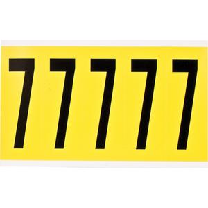 Repositionable Individual Number and Letter Label - 7, Black on Yellow, 4", 5