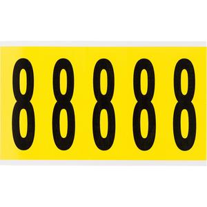 Repositionable Individual Number and Letter Labels - 8, Black on Yellow, 4", 5