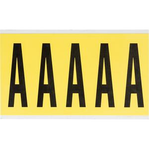 Repositionable Individual Number and Letter Labels - A, Black on Yellow, 4", 5