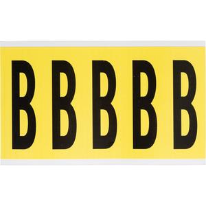 Repositionable Individual Number and Letter Labels - B, Black on Yellow, 4", 5