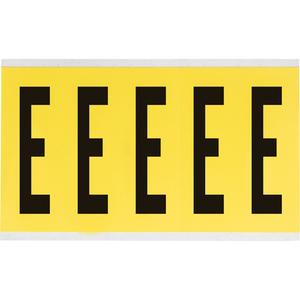 Repositionable Individual Number and Letter Labels - E, Black on Yellow, 4", 5