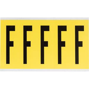 Repositionable Individual Number and Letter Labels - F, Black on Yellow, 4", 5