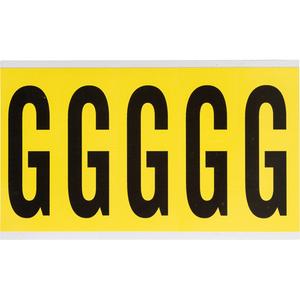 Repositionable Individual Number and Letter Labels - G, Black on Yellow, 4", 5