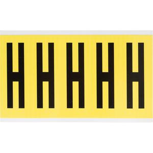 Repositionable Individual Number and Letter Labels - H, Black on Yellow, 4", 5