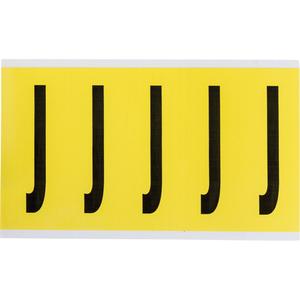Repositionable Individual Number and Letter Labels - J, Black on Yellow, 4", 5