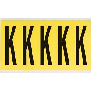 Repositionable Individual Number and Letter Labels - K, Black on Yellow, 4", 5