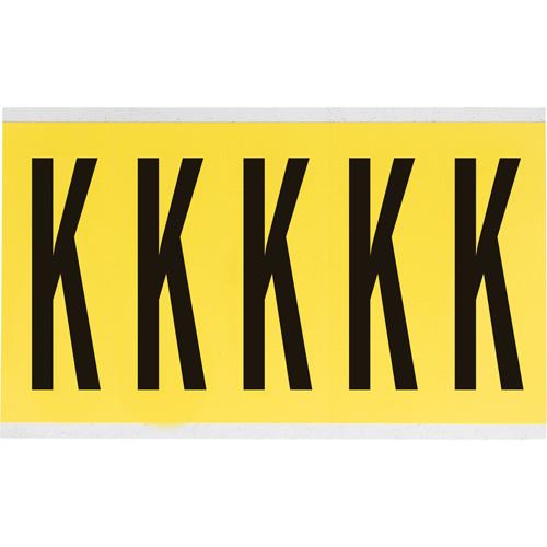 Repositionable Individual Number and Letter Labels - K, Black on Yellow, 4", 5