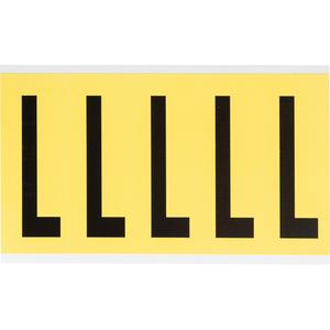 Repositionable Individual Number and Letter Labels - L, Black on Yellow, 4", 5