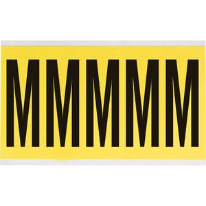 Repositionable Individual Number & Letter Labels - M, Black on Yellow, 4", 5