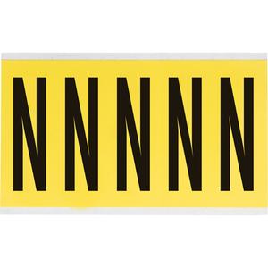 Repositionable Individual Number & Letter Labels - N, Black on Yellow, 4", 5