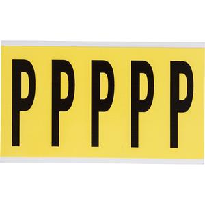 Repositionable Individual Number & Letter Labels - P, Black on Yellow, 4", 5
