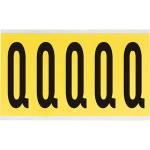 Repositionable Individual Number & Letter Labels - Q, Black on Yellow, 4", 5