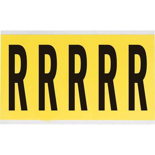 Repositionable Individual Number & Letter Labels - R, Black on Yellow, 4", 5